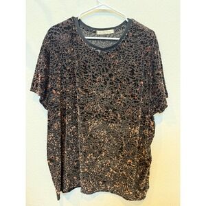 We the Free Teddy Velvet Burnout Short Sleeve Shirt Cheetah‎ Large